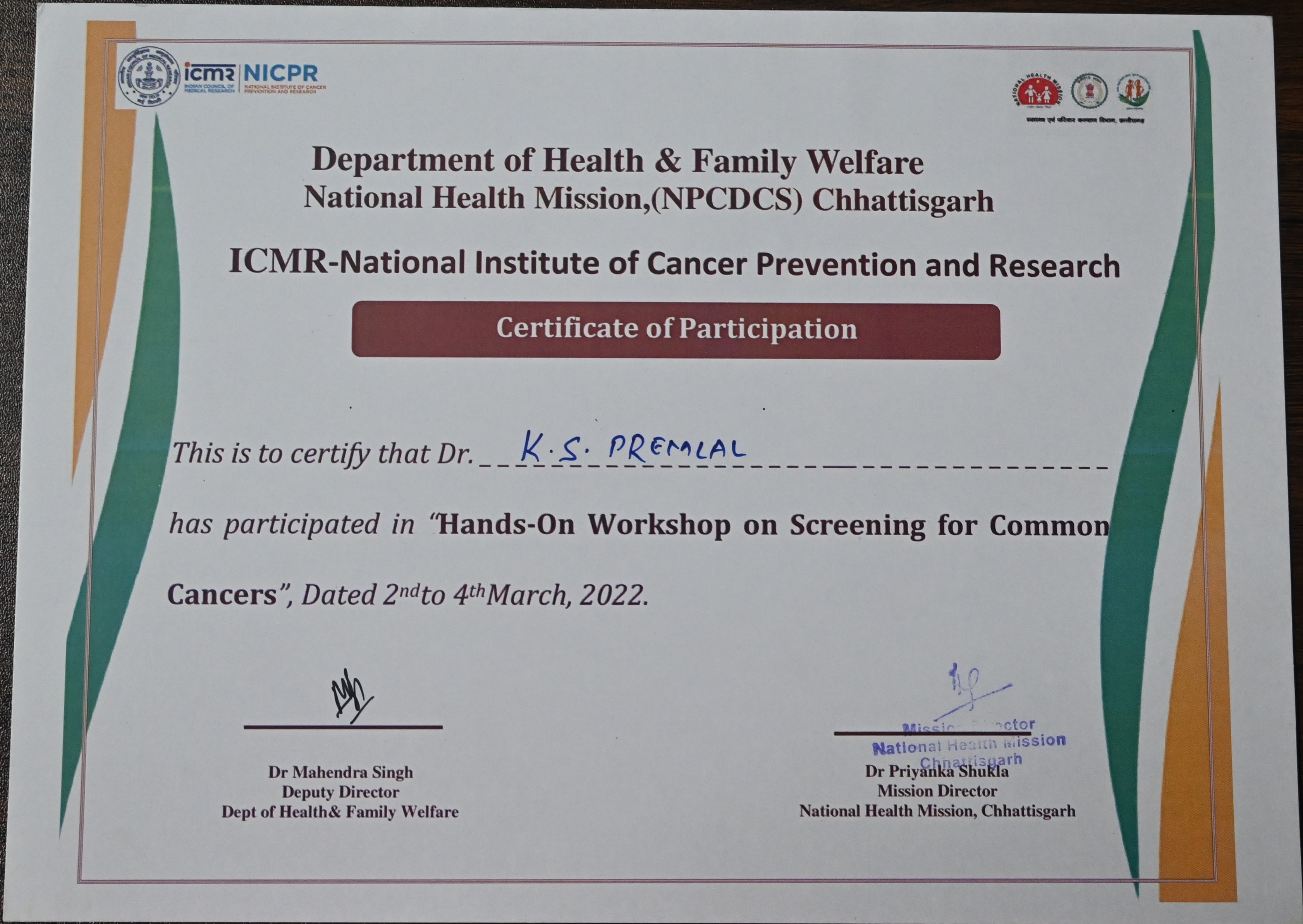 ICMR Cancer Screening Workshop